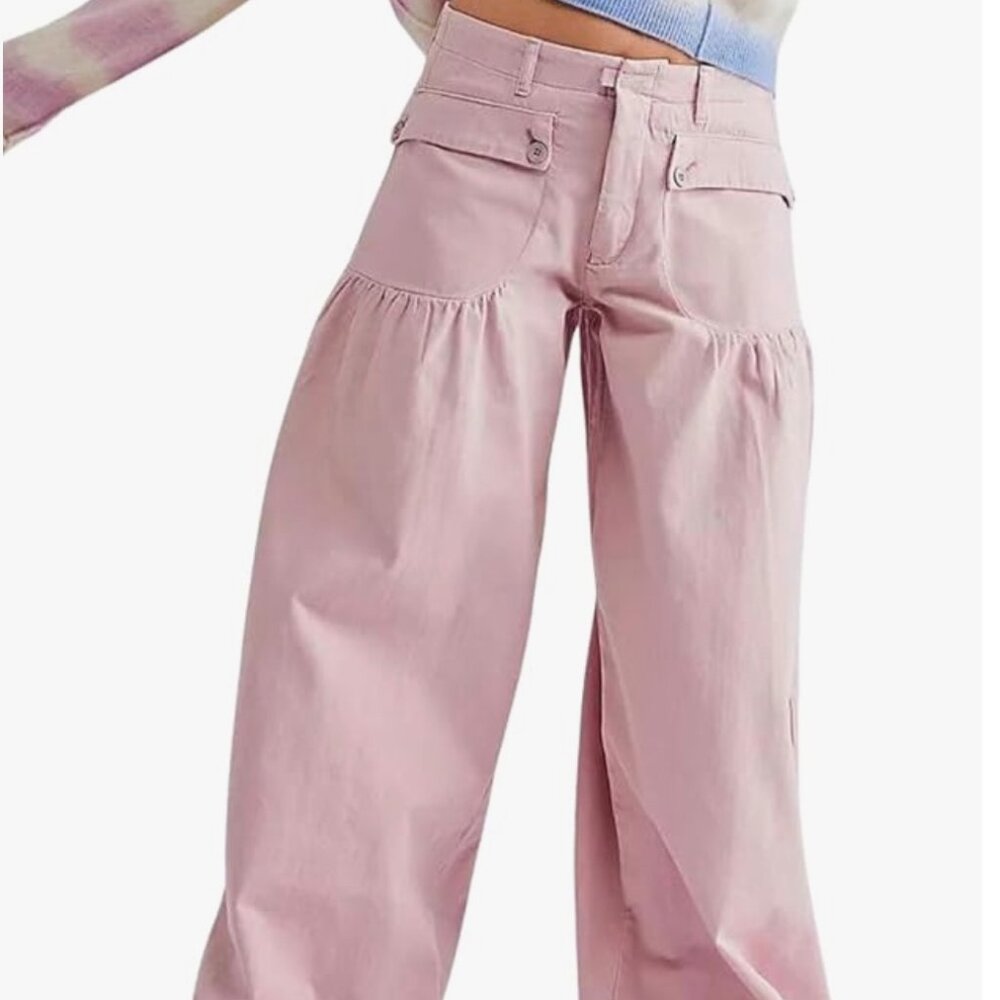 Free People Lotus Jeans Balloon Ballet Pink Denim
